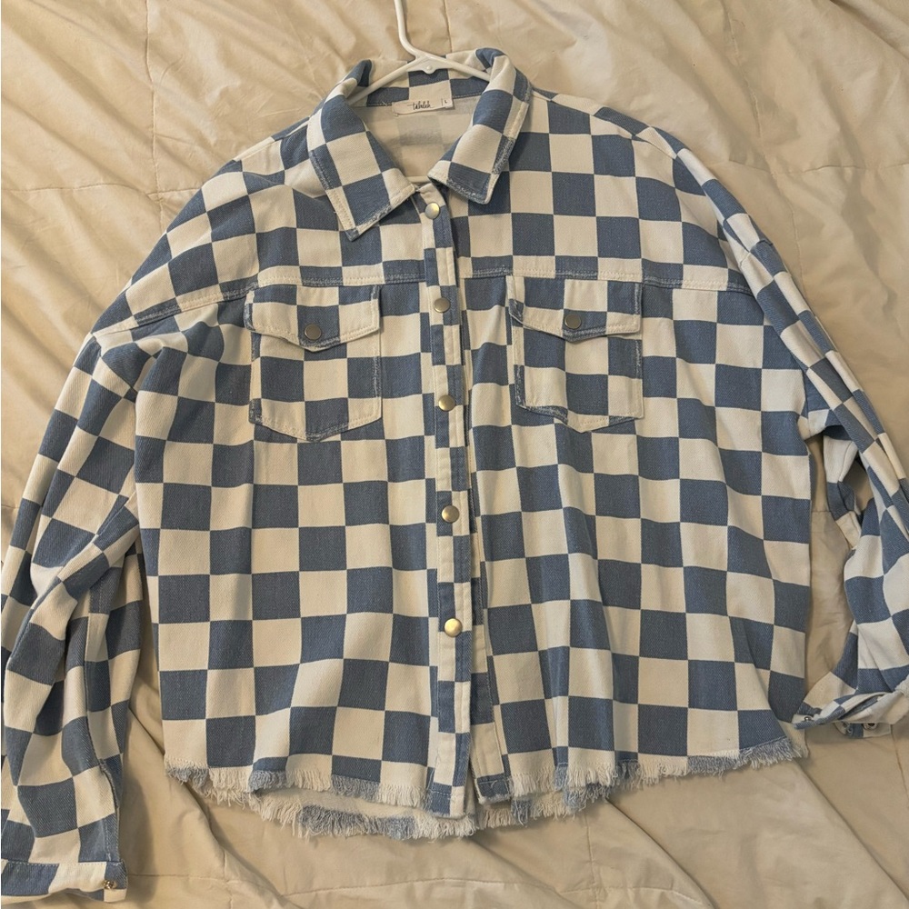 TALULAH Blue and Cream Checkered jacket